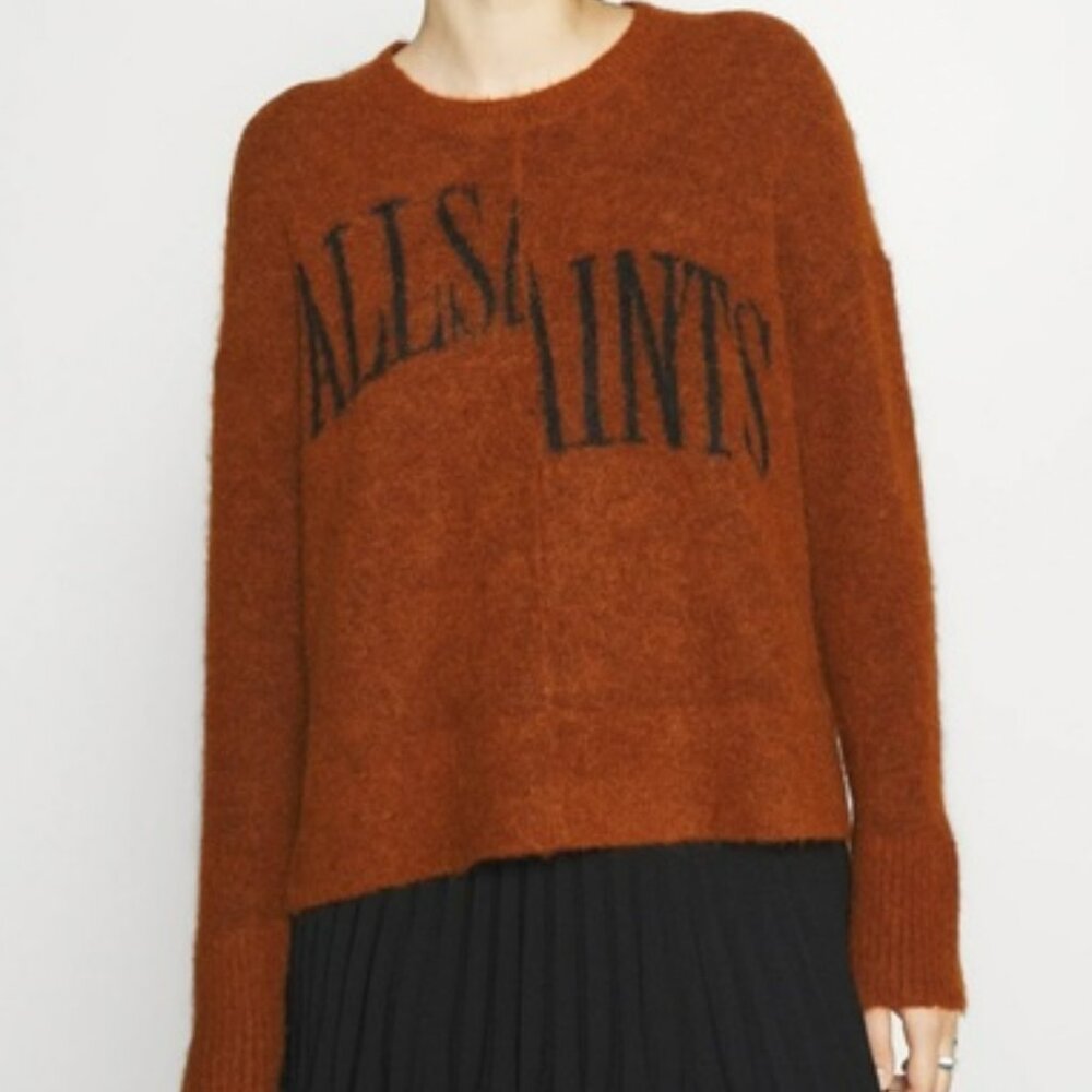 All Saints Split Saint Sweater Alpaca Wool Orange Crewneck Women's Large